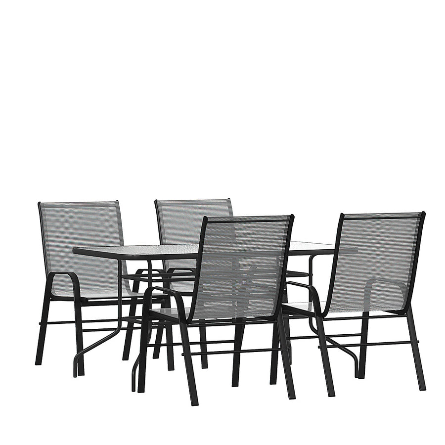 Flash Furniture - Brazos Outdoor Rectangle Contemporary  5 Piece Patio Set - Gray_0