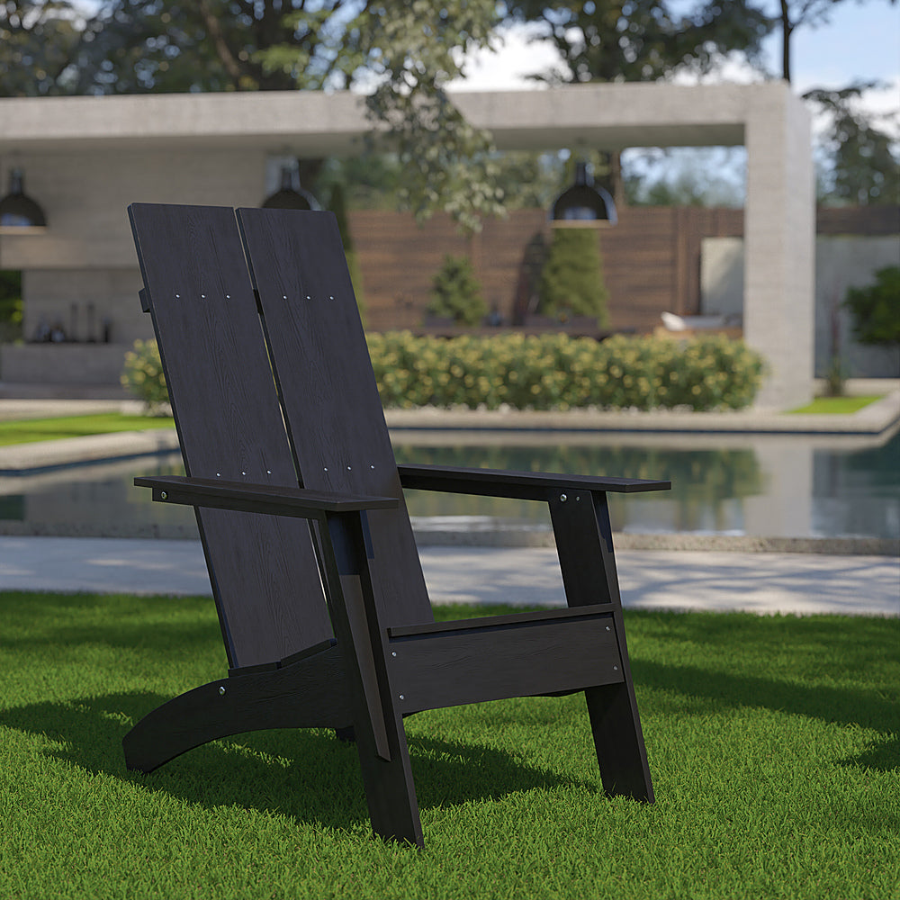 Flash Furniture - Sawyer Modern Dual Slat Back Indoor/Outdoor Adirondack Style Patio Chair - Black_6