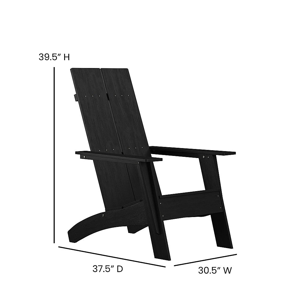 Flash Furniture - Sawyer Modern Dual Slat Back Indoor/Outdoor Adirondack Style Patio Chair - Black_4