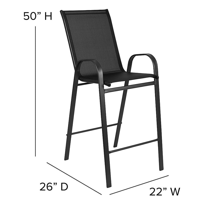 Flash Furniture - Brazos Outdoor Square Modern Steel 3 Piece Patio Set - Black_4