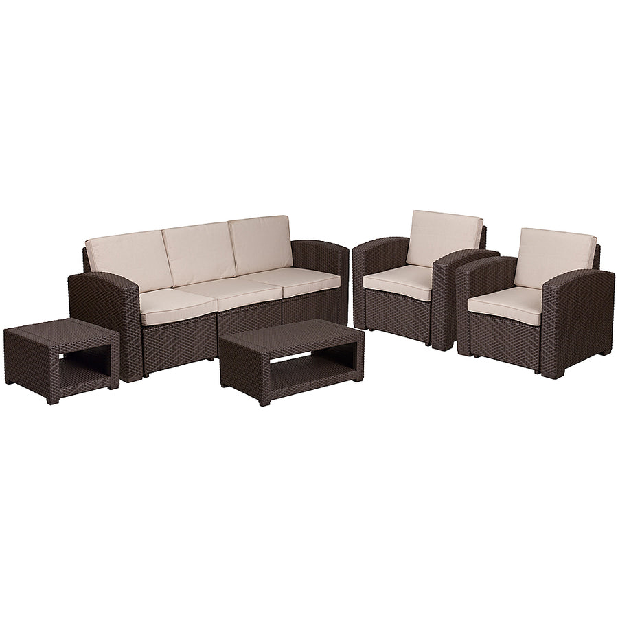 Flash Furniture - Seneca Outdoor  Contemporary Resin 5 Piece Patio Set - Chocolate Brown_0
