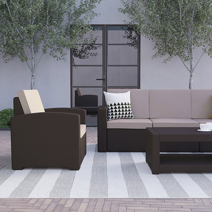 Flash Furniture - Seneca Outdoor  Contemporary Resin 5 Piece Patio Set - Chocolate Brown_6