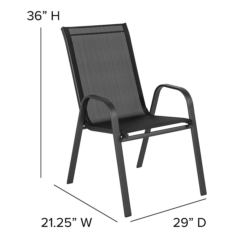 Flash Furniture - Brazos Outdoor Round Contemporary  3 Piece Patio Set - Black_3