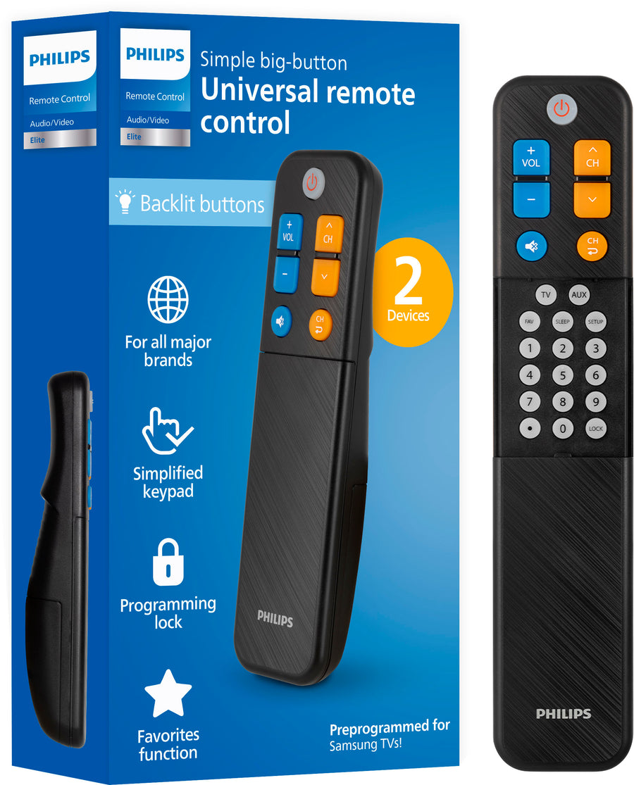 Philips - Elite EZ Slide 2-Device Universal Remote, Black_0