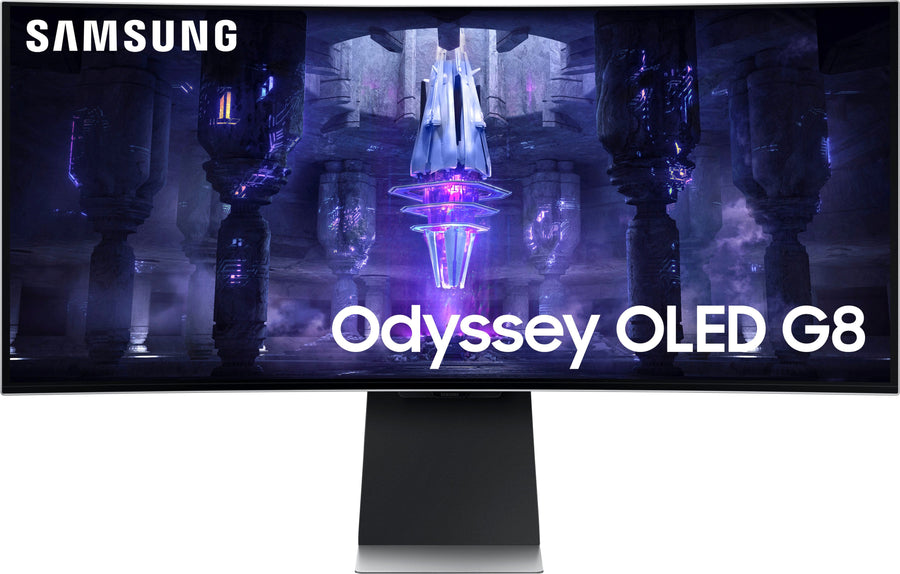 Samsung - Odyssey 34" OLED Curved WQHD FreeSync Premium Pro Smart Gaming Monitor with HDR400 - Silver_0