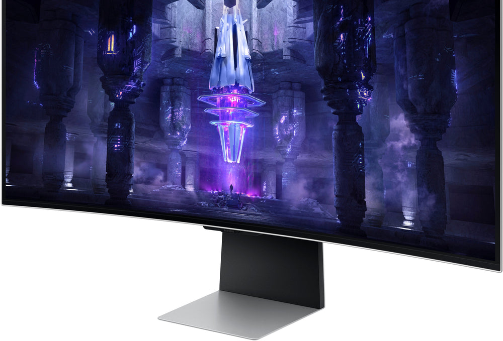 Samsung - Odyssey 34" OLED Curved WQHD FreeSync Premium Pro Smart Gaming Monitor with HDR400 - Silver_1