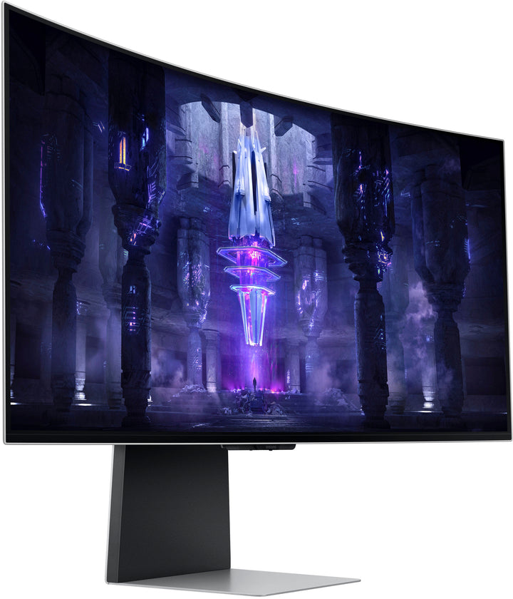 Samsung - Odyssey 34" OLED Curved WQHD FreeSync Premium Pro Smart Gaming Monitor with HDR400 - Silver_13