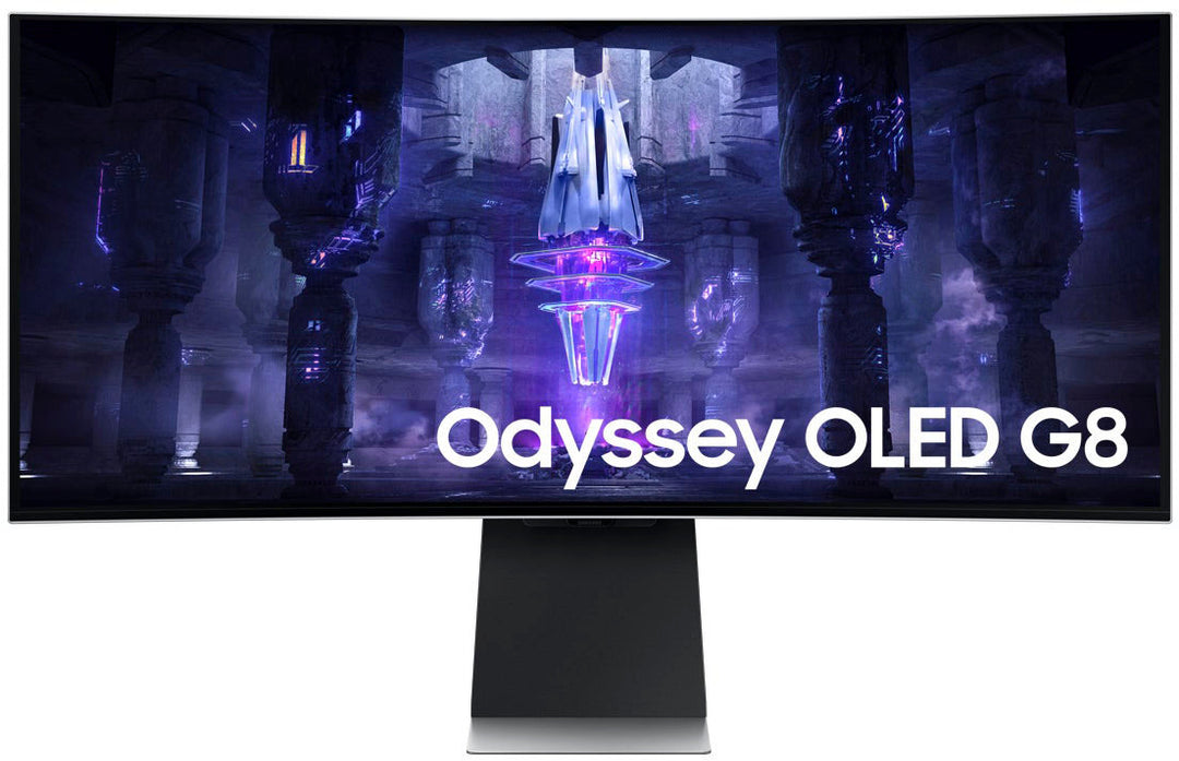 Samsung - Odyssey 34" OLED Curved WQHD FreeSync Premium Pro Smart Gaming Monitor with HDR400 - Silver_12