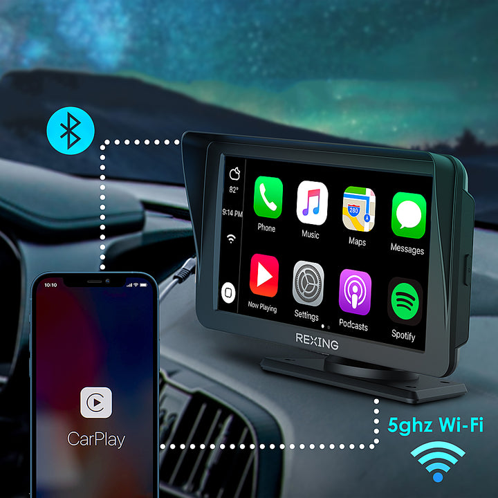 Rexing - W1 Carplay and Android Auto device w/ Back-up Camera - Black_7