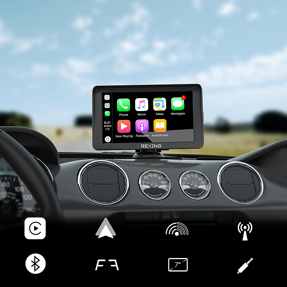 Rexing - W1 Carplay and Android Auto device w/ Back-up Camera - Black_4