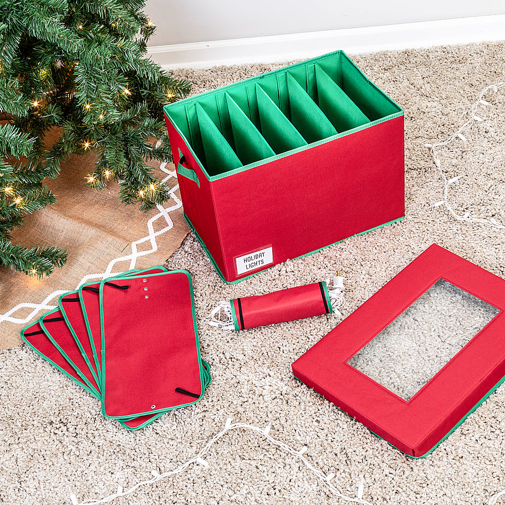 Honey-Can-Do - Christmas Tree Lights Storage Box With Handles - Red_1