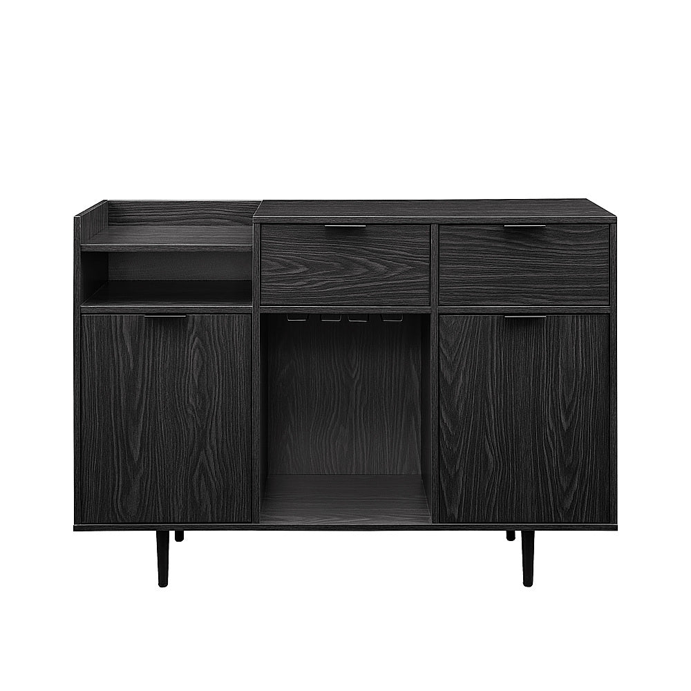 Walker Edison - Modern Open and Closed-Storage Bar Cabinet - Black_0