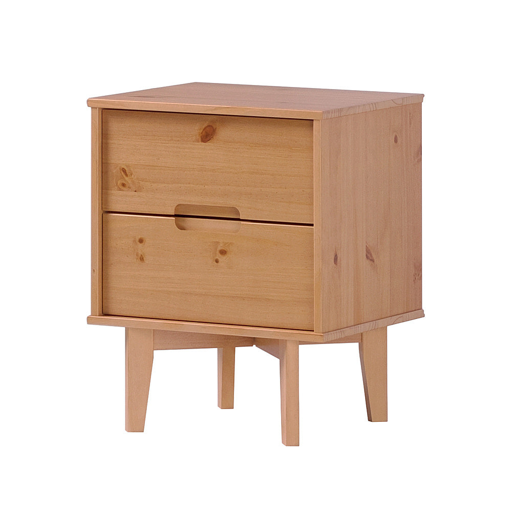 Walker Edison - Mid-Century Modern Solid Wood 2-Drawer Nightstand - Natural Pine_1
