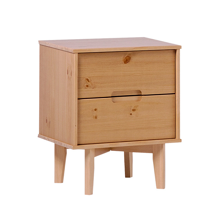 Walker Edison - Mid-Century Modern Solid Wood 2-Drawer Nightstand - Natural Pine_2