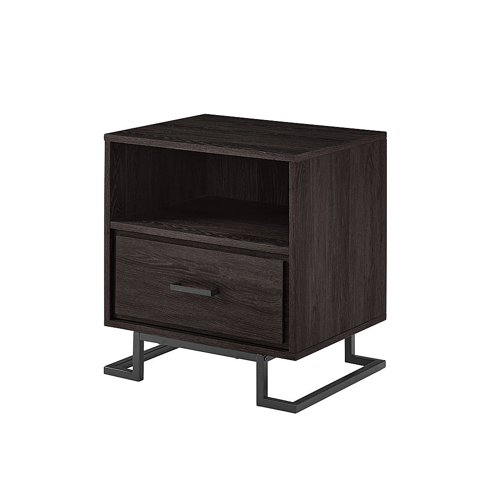 Walker Edison - Contemporary 1-Drawer Metal and Wood Nightstand - Charcoal_1