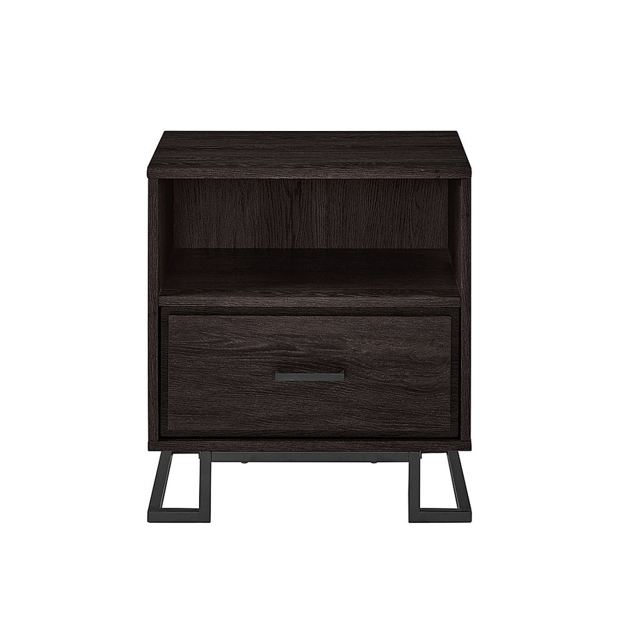 Walker Edison - Contemporary 1-Drawer Metal and Wood Nightstand - Charcoal_0