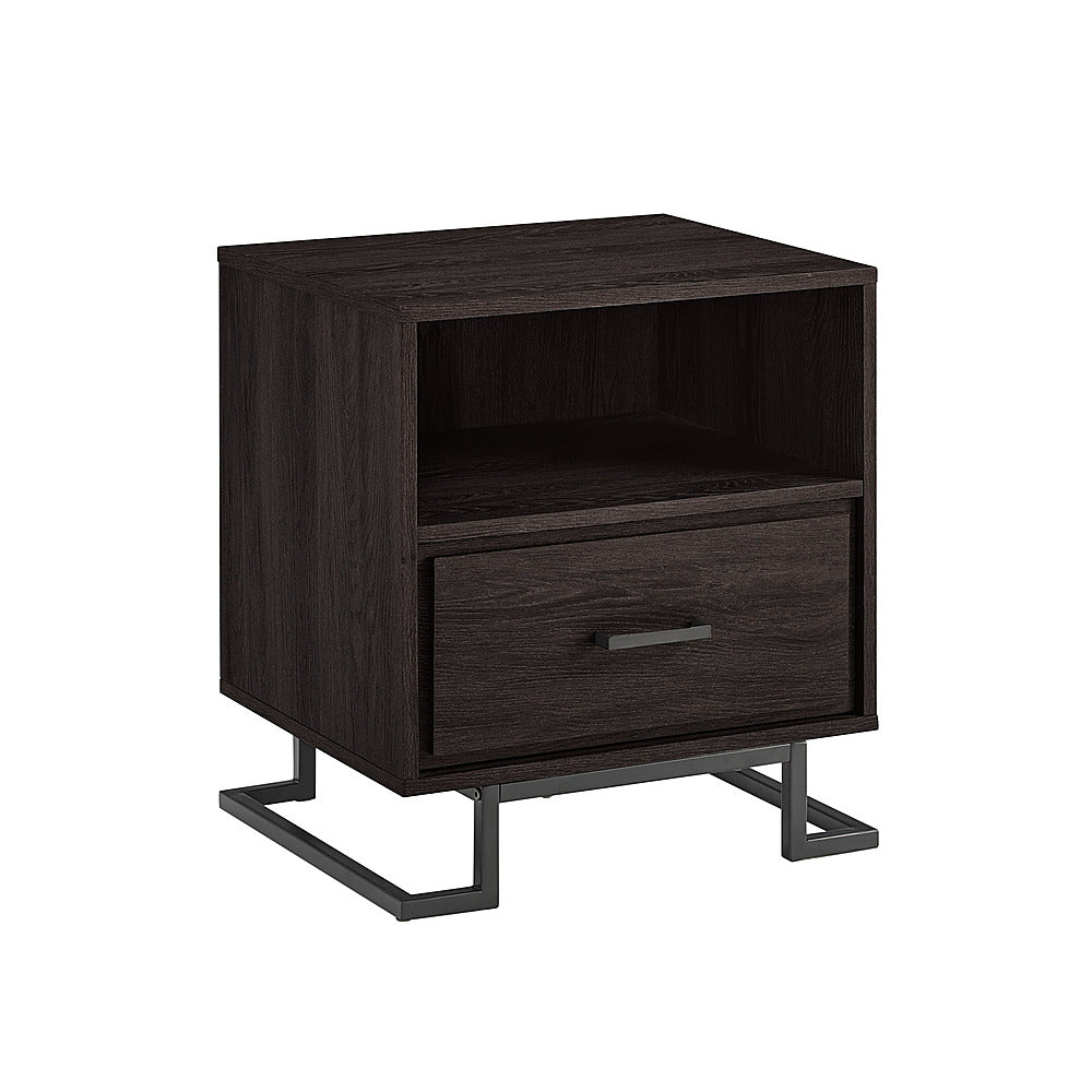 Walker Edison - Contemporary 1-Drawer Metal and Wood Nightstand - Charcoal_2