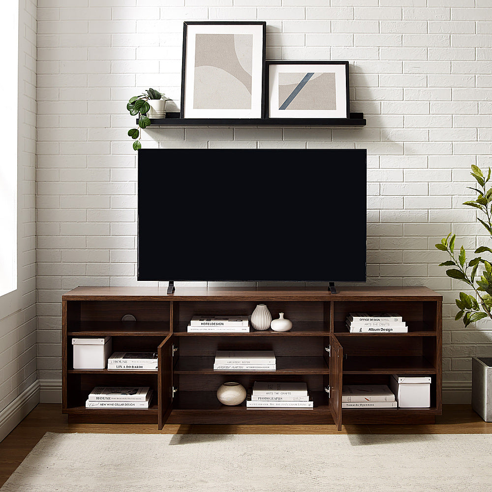 Walker Edison - Transitional Open and Closed-Storage Media Console for TVs up to 75” - Dark Walnut_8