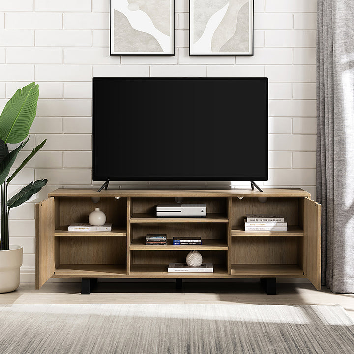 Walker Edison - Modern Paneled-Door TV Cabinet for TVs up to 65” - Coastal Oak_8