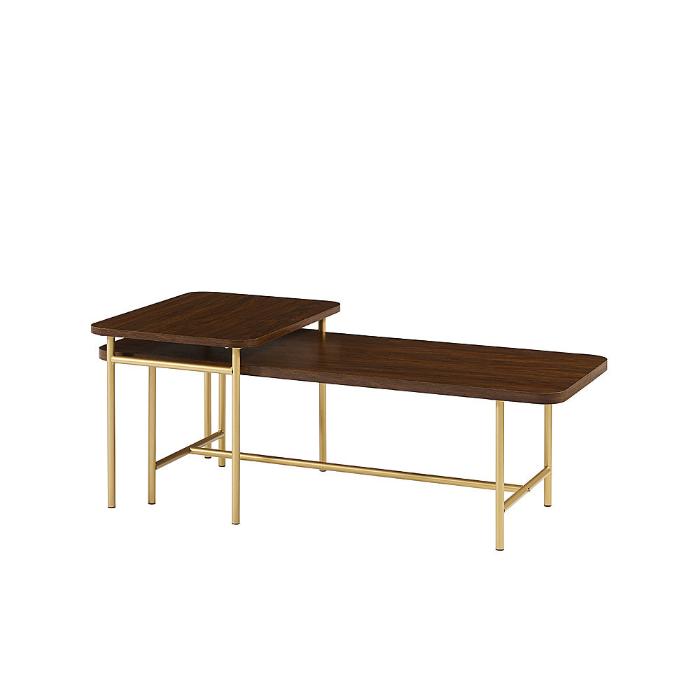 Walker Edison - Contemporary Metal and Wood Nesting Coffee Table - Dark Walnut_1