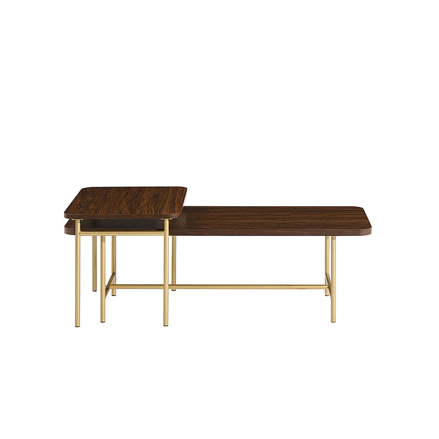Walker Edison - Contemporary Metal and Wood Nesting Coffee Table - Dark Walnut_0