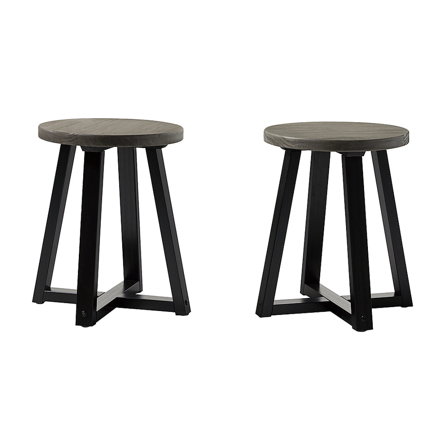 Walker Edison - Rustic Distressed Counter-Height Solid Wood Dining Stool - Grey_0