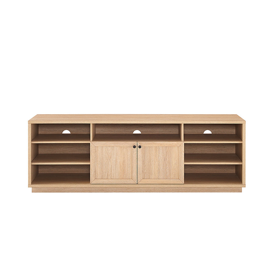 Walker Edison - Transitional Open and Closed-Storage Media Console for TVs up to 75” - Coastal Oak_0