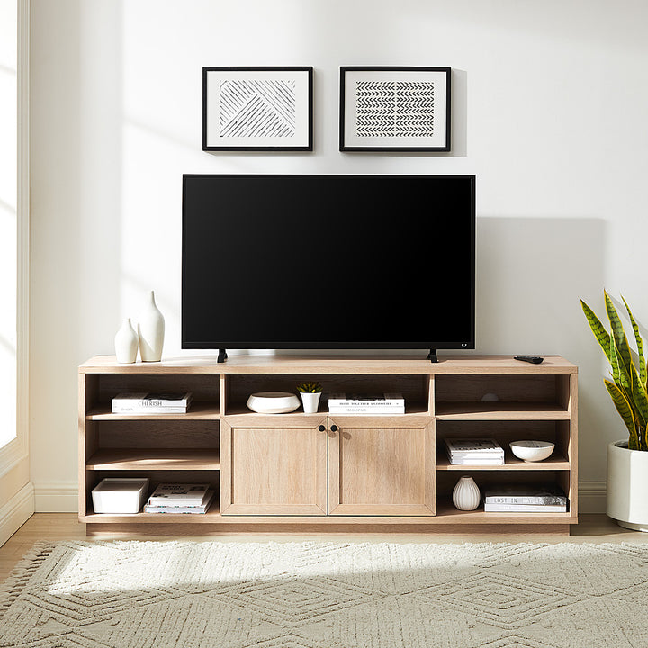 Walker Edison - Transitional Open and Closed-Storage Media Console for TVs up to 75” - Coastal Oak_11