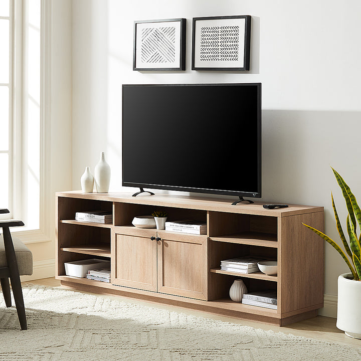Walker Edison - Transitional Open and Closed-Storage Media Console for TVs up to 75” - Coastal Oak_10