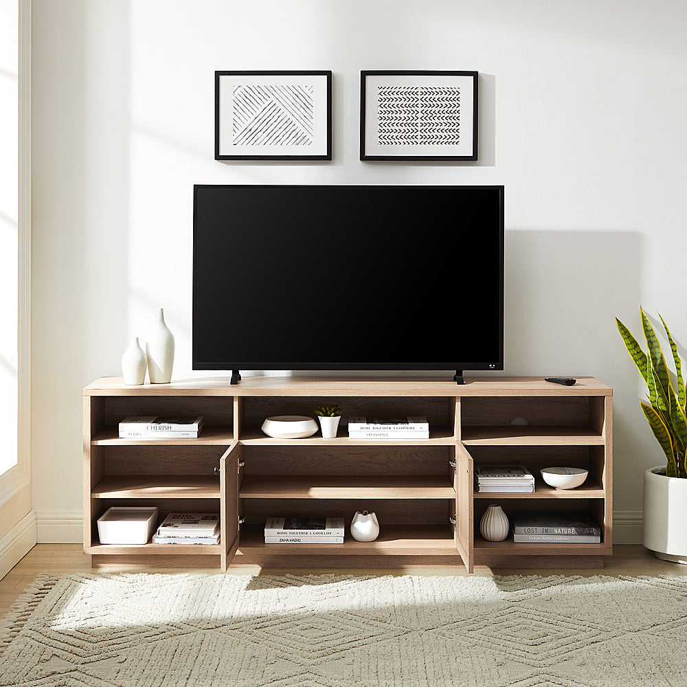 Walker Edison - Transitional Open and Closed-Storage Media Console for TVs up to 75” - Coastal Oak_9