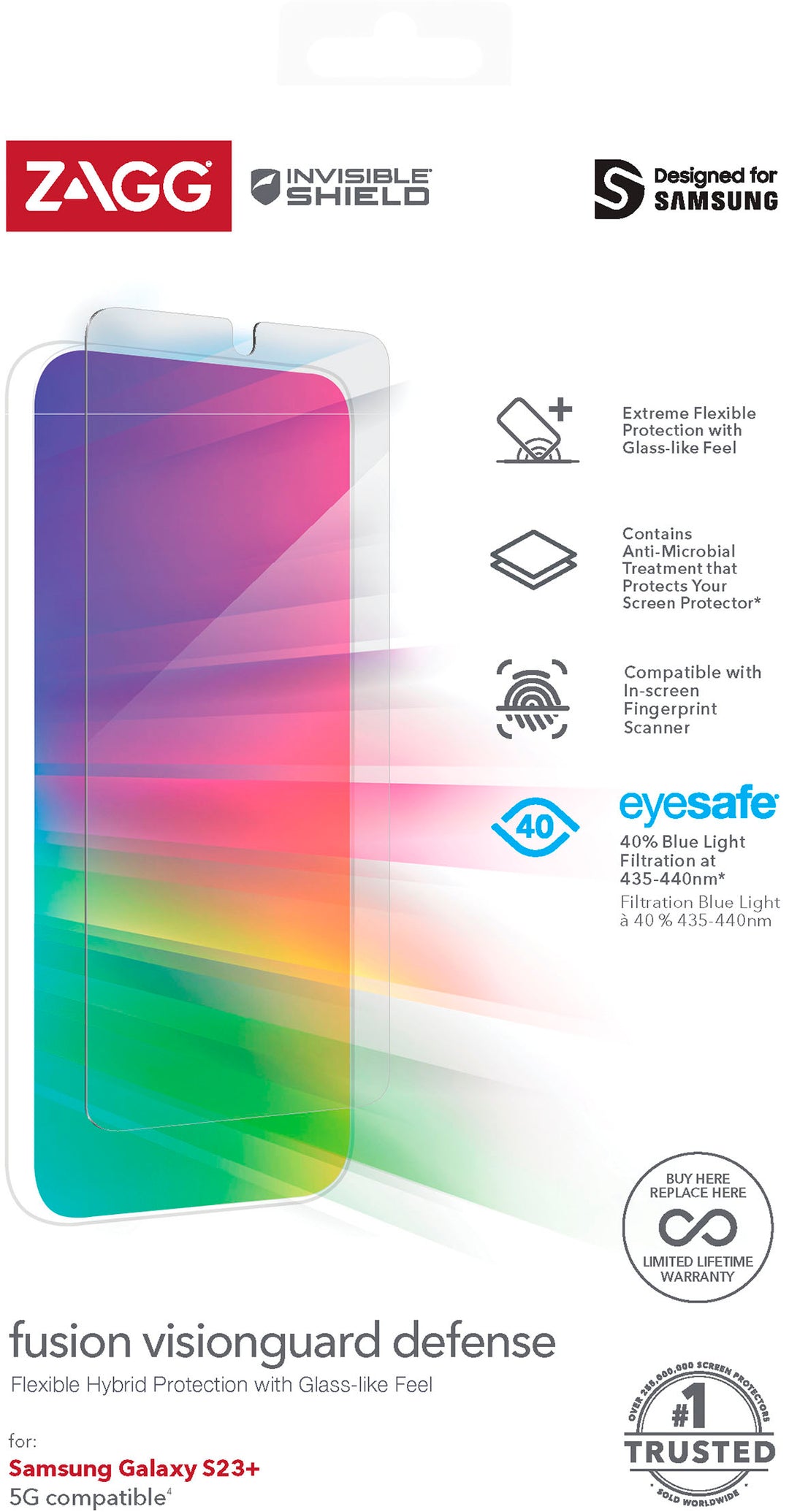 ZAGG - InvisibleShield Fusion VisionGuard Defense Flexible Blue Light Filtering Screen Protector for Samsung Galaxy S23+_4