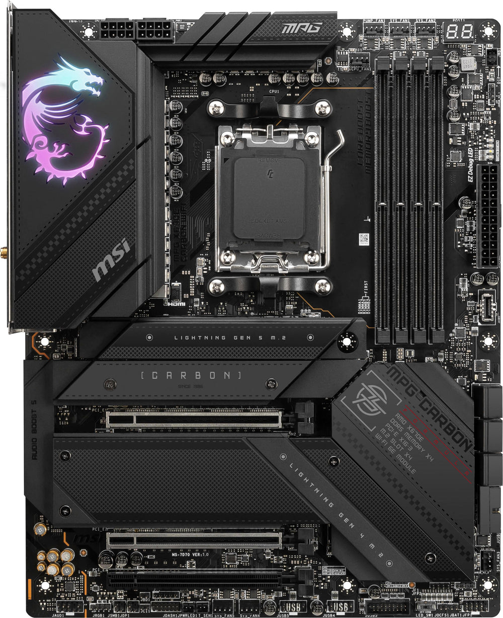 MSI - MPG X670E CARBON WIFI (Socket LGA 1718) USB 3.2 AMD Motherboard - Black_1