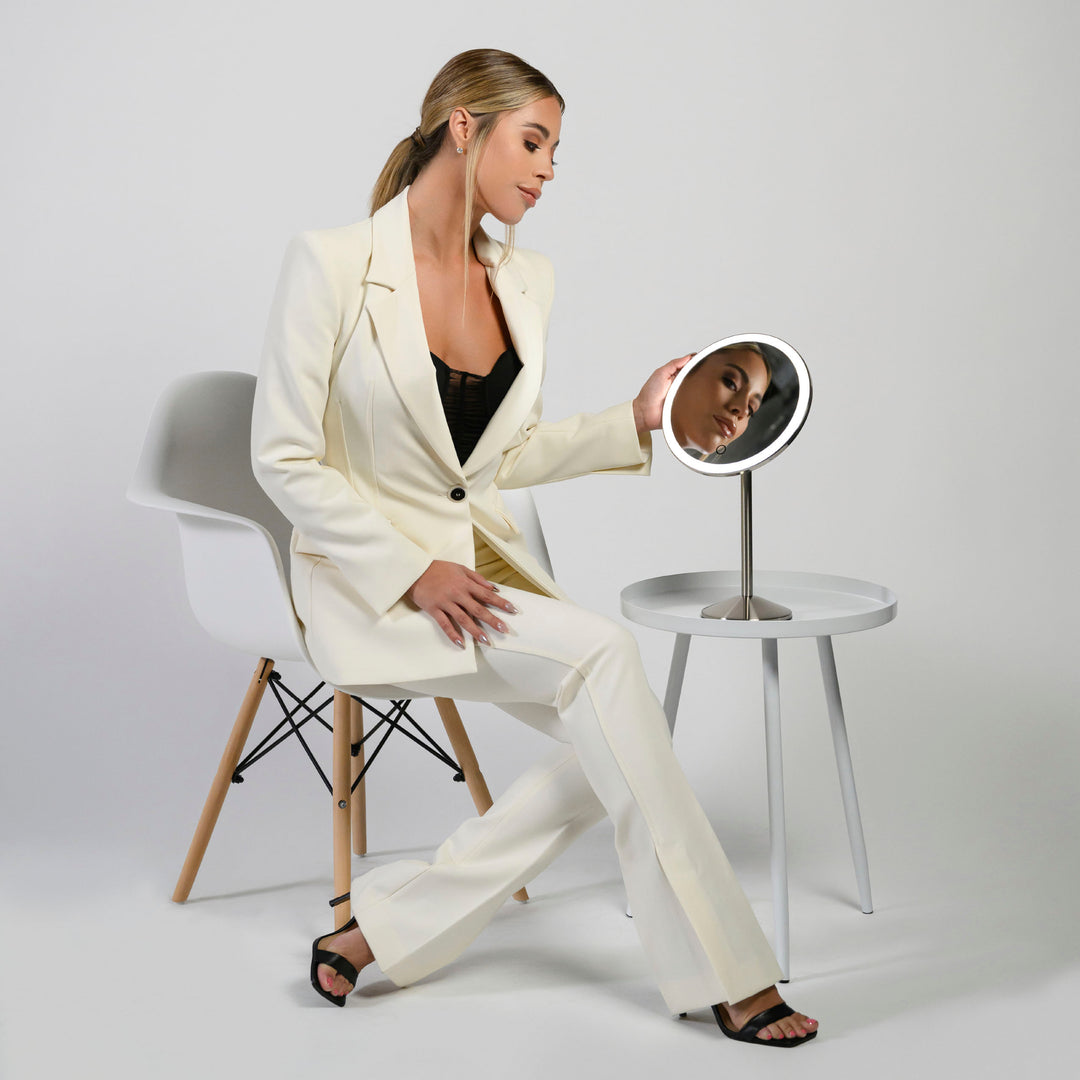 Ilios - Rechargeable 1x Round Tabletop Mirror - Silver_1