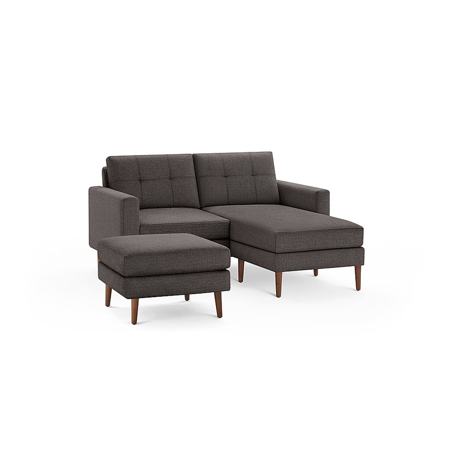 Burrow - Mid-Century Nomad Loveseat with Chaise and Ottoman - Charcoal_0