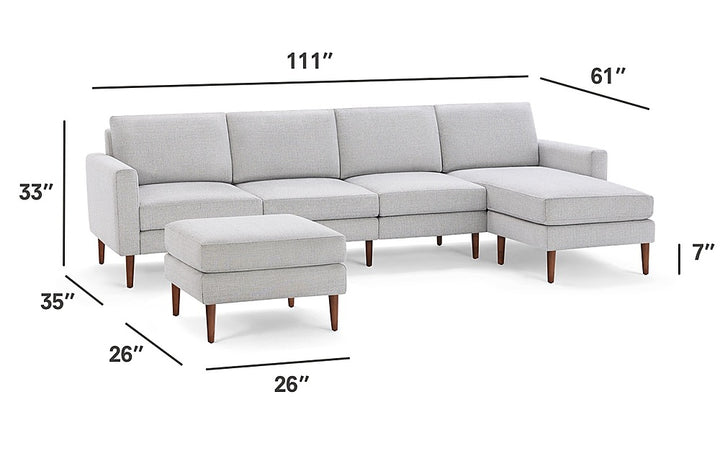 Burrow - Mid-Century Nomad King Sectional with Ottoman - Crushed Gravel_4