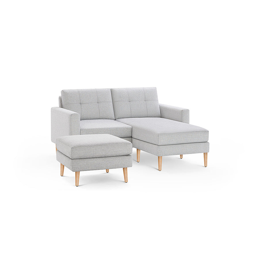 Burrow - Mid-Century Nomad Loveseat with Chaise and Ottoman - Crushed Gravel_0