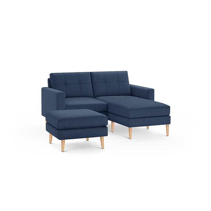 Burrow - Mid-Century Nomad Loveseat with Chaise and Ottoman - Navy Blue_0