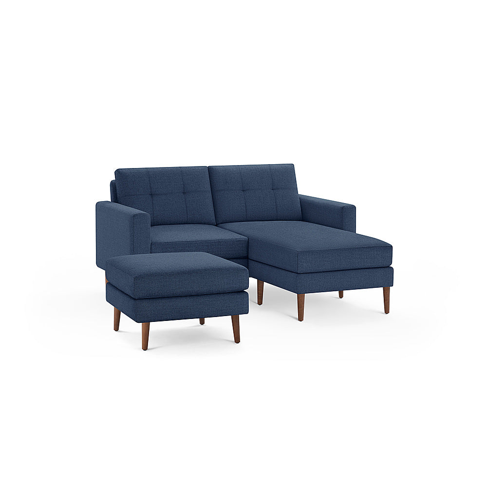 Burrow - Mid-Century Nomad Loveseat with Chaise and Ottoman - Navy Blue_0