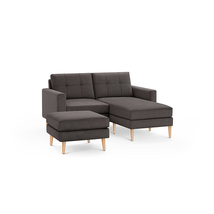Burrow - Mid-Century Nomad Loveseat with Chaise and Ottoman - Charcoal_0
