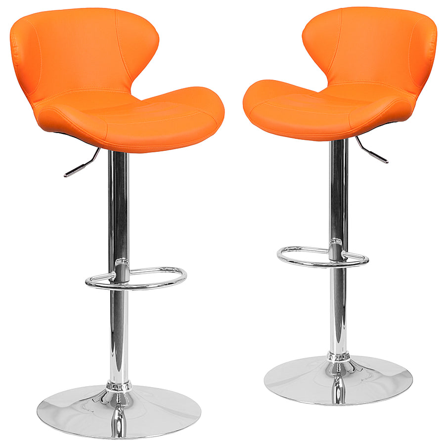 Flash Furniture - Denville Contemporary Vinyl Barstool (set of 2) - Orange Vinyl_0