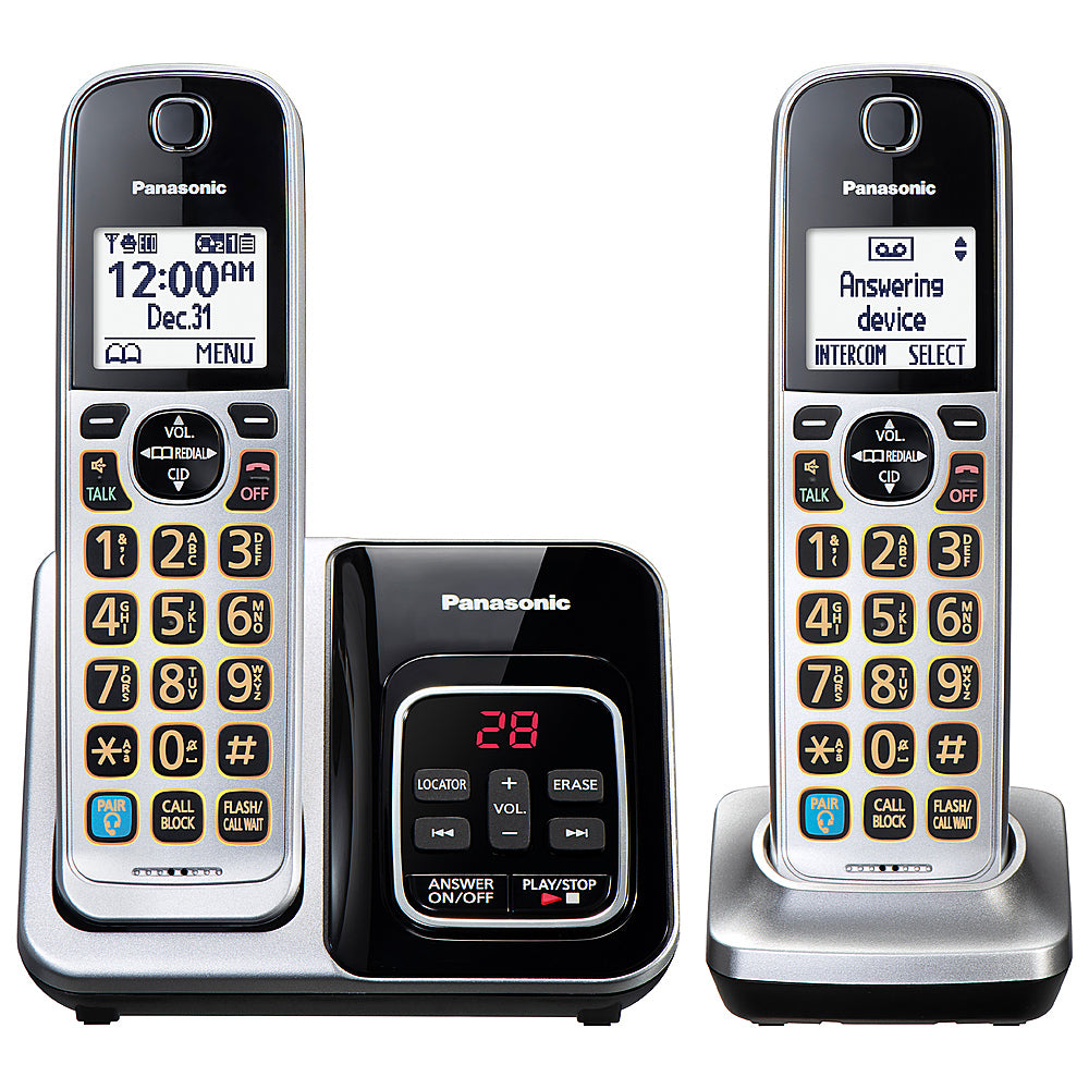 Panasonic - KX-TGD892S DECT 6.0 Expandable Cordless Phone System with Bluetooth Pairing for Wireless Headphones - Silver_1