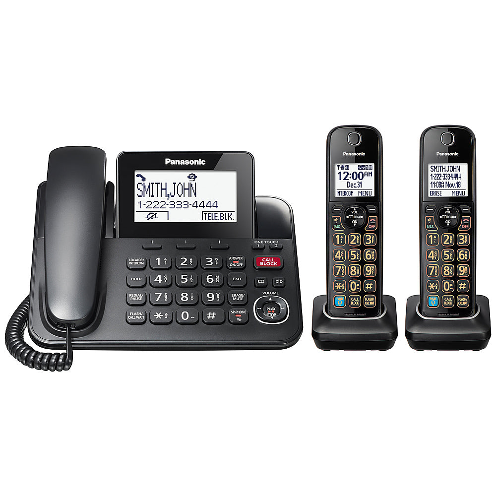 Panasonic - KX-TGF892B DECT 6.0 Expandable Corded/Cordless Phone System with Bluetooth Pairing for Wireless Headphones - Black_1