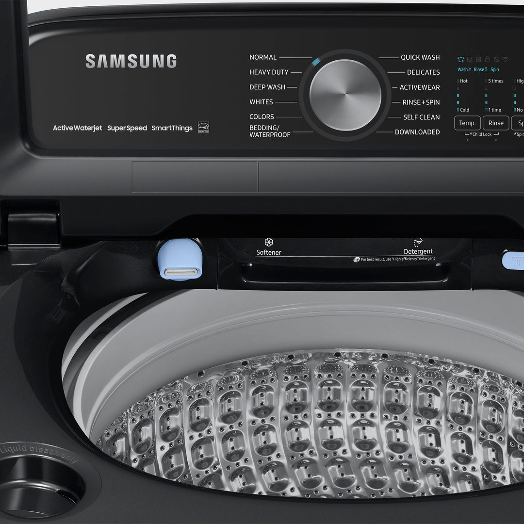 Samsung - 5.1 cu. ft. Smart Top Load Washer with ActiveWave Agitator and Super Speed Wash - Brushed Black_4