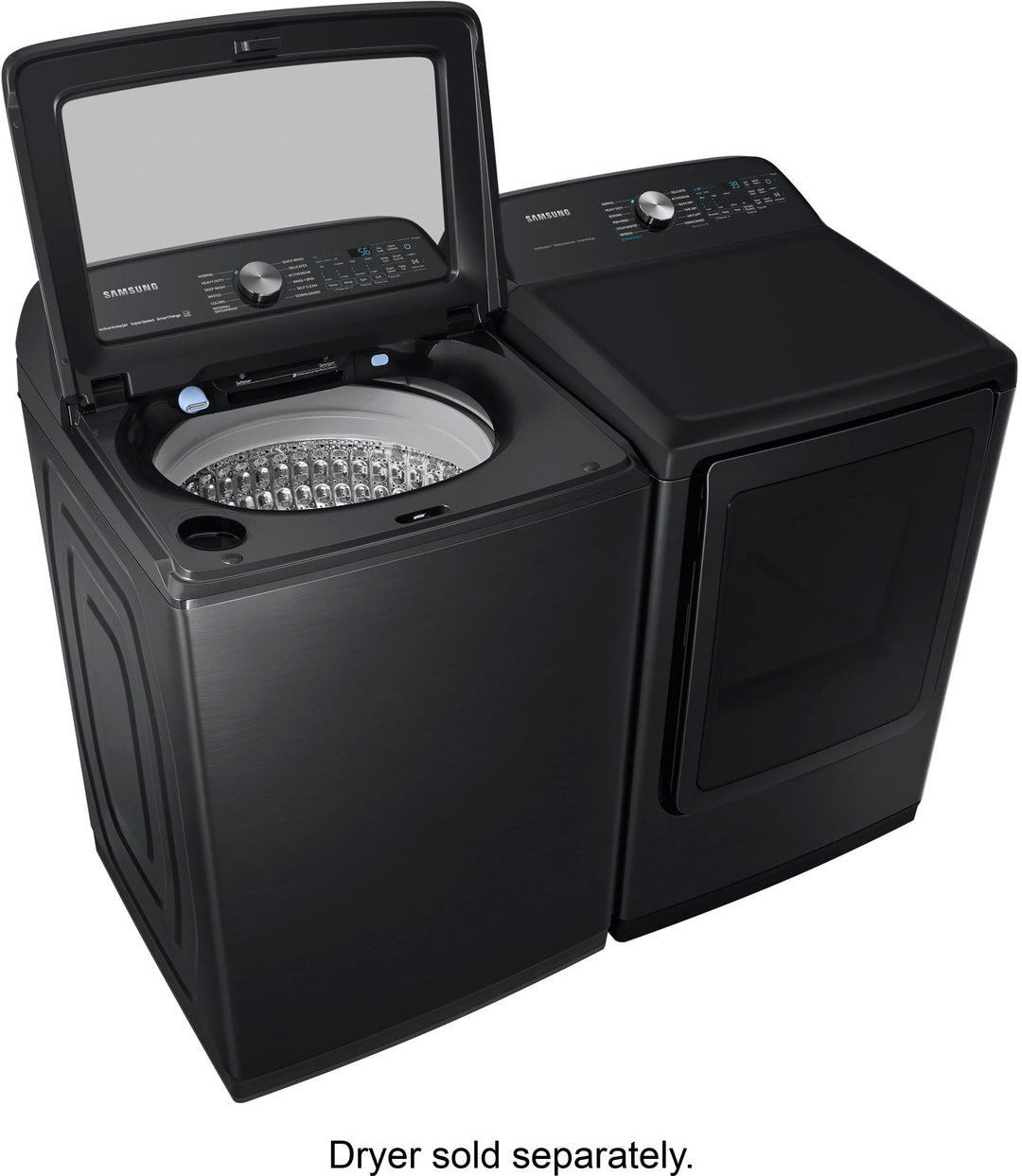 Samsung - 5.1 cu. ft. Smart Top Load Washer with ActiveWave Agitator and Super Speed Wash - Brushed Black_1