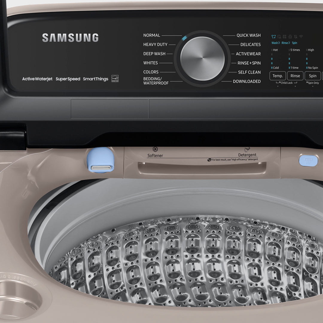 Samsung - 5.2 cu. ft. Large Capacity Smart Top Load Washer with Super Speed Wash - Champagne_10