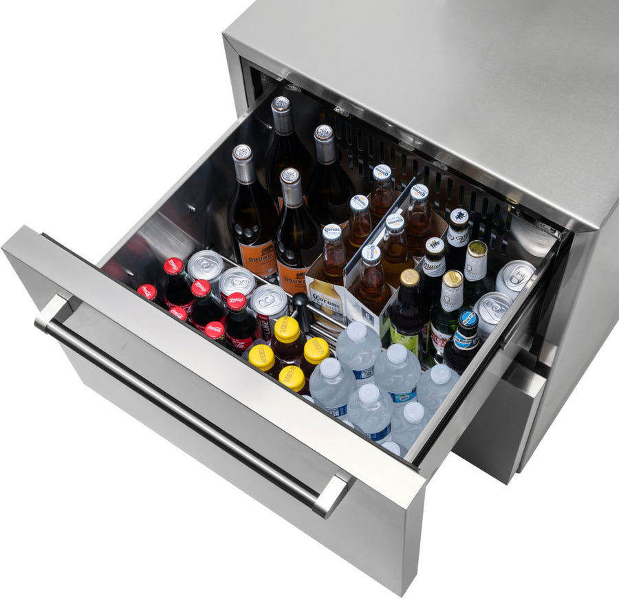 NewAir - 132-Can Built-in Commercial Grade Wine and Beverage Cooler with Dual Drawers - Stainless steel_0