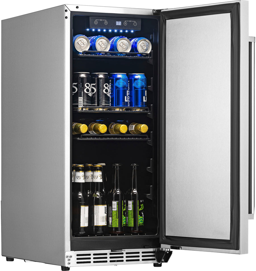 NewAir - 90-Can Built-In Commercial Grade Wine and Beverage Cooler with Weatherproof Design for Indoor or Outdoor Use - Stainless steel_0