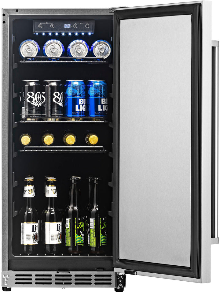 NewAir - 90-Can Built-In Commercial Grade Wine and Beverage Cooler with Weatherproof Design for Indoor or Outdoor Use - Stainless steel_2