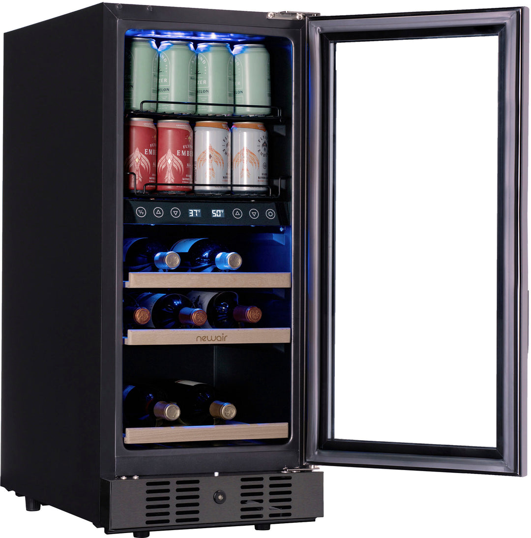 NewAir - 13-Bottle and 48-Can Built-in Dual Zone Beverage Cooler with SplitShelf - Black Stainless Steel_6