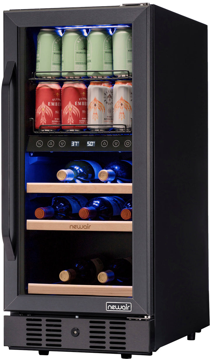 NewAir - 13-Bottle and 48-Can Built-in Dual Zone Beverage Cooler with SplitShelf - Black Stainless Steel_4